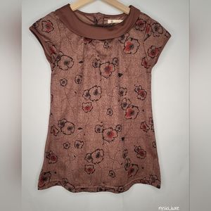 Tulle; Short Sleeve Floral top; Brown; S